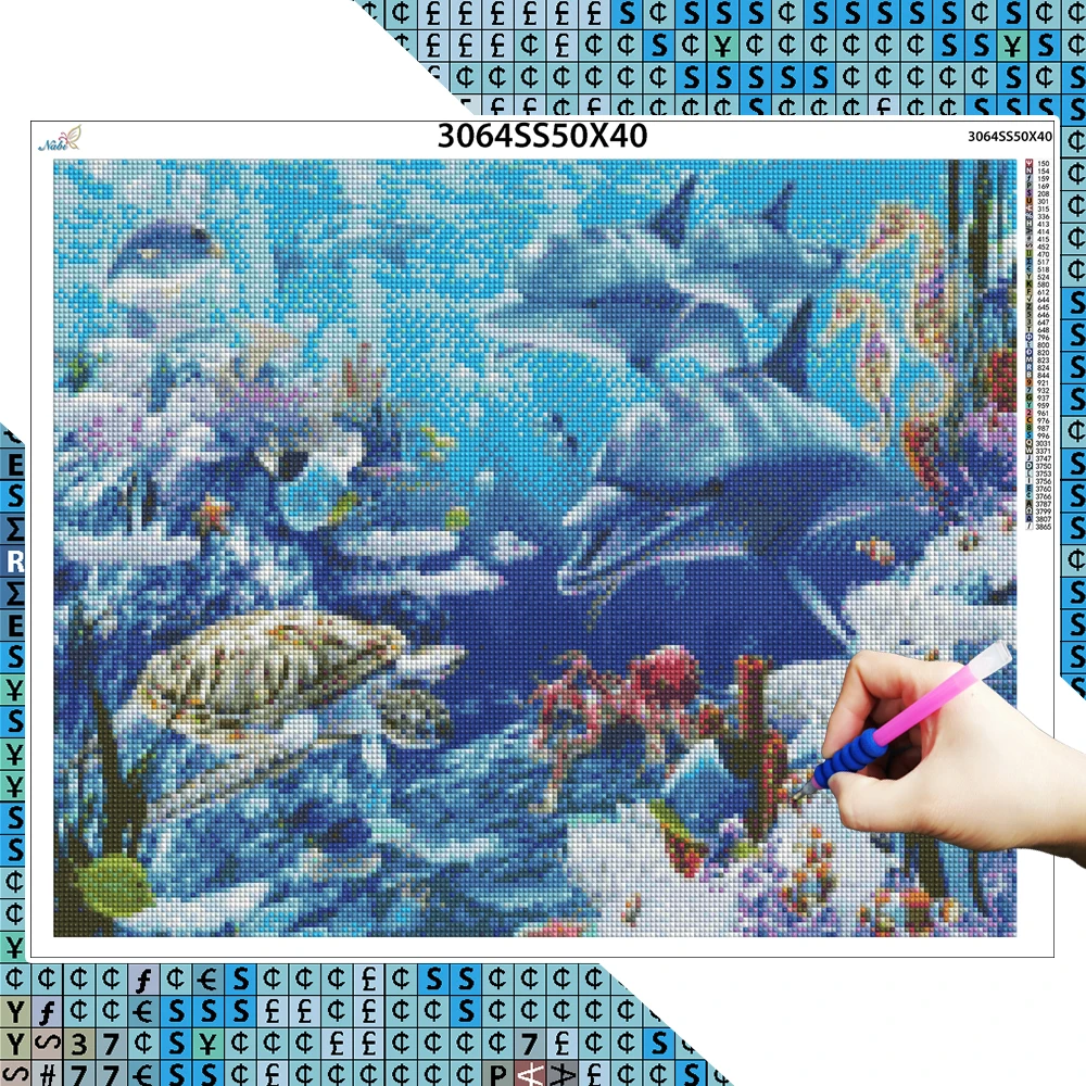 5D Diamond Painting Dolphin Full Drill DIY Mosaic Animal New Arrival world Ocean world Embroidery Turtle Fish New Year\'s Gift