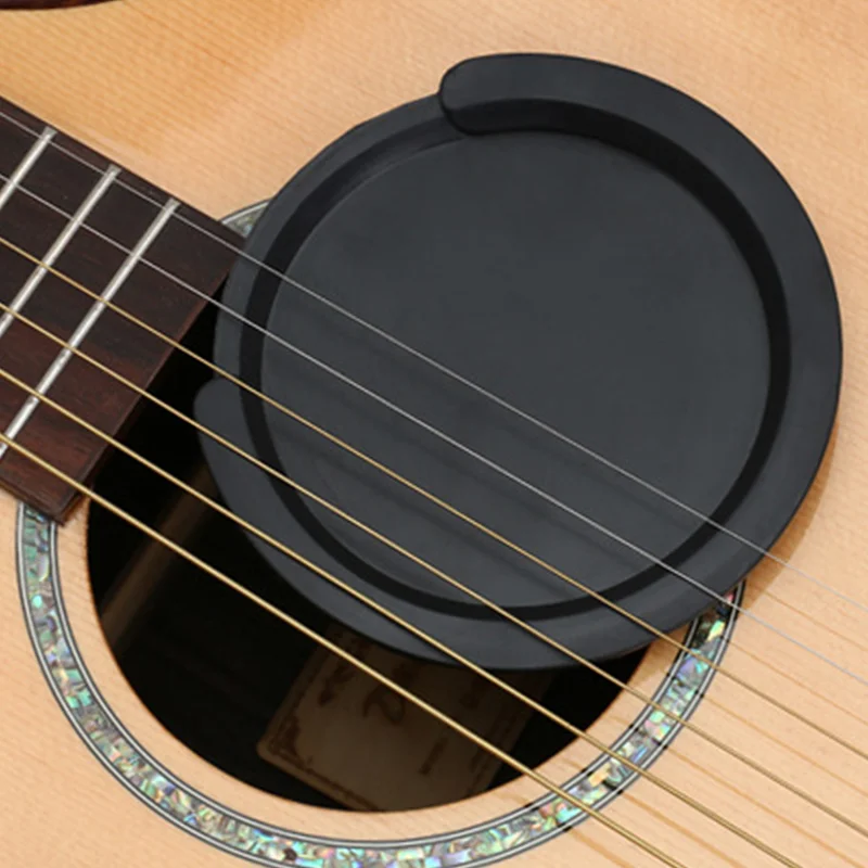 Guitar Soundhole Cover Black Suppressor Soft Rubber Guitar Feedback Eliminator For 38-41 Inch Guitar