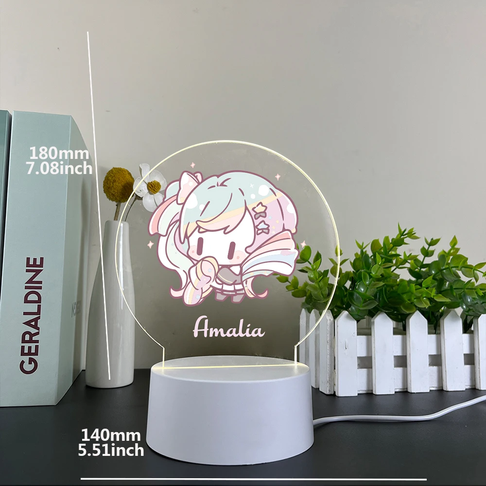 Lámpara acrílica con estampado UV de Chica de Anime japonés, luz nocturna Visual 3D para decoración de dormitorio, nombre personalizado, Diy, nombre, 1 ud.