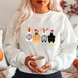 Sweat-shirt drôle de poulets de Noël, pull de Noël, chemise animale drôle, sweats à capuche de fermier mignon, chemises de campagne de Noël, cadeau de ferme