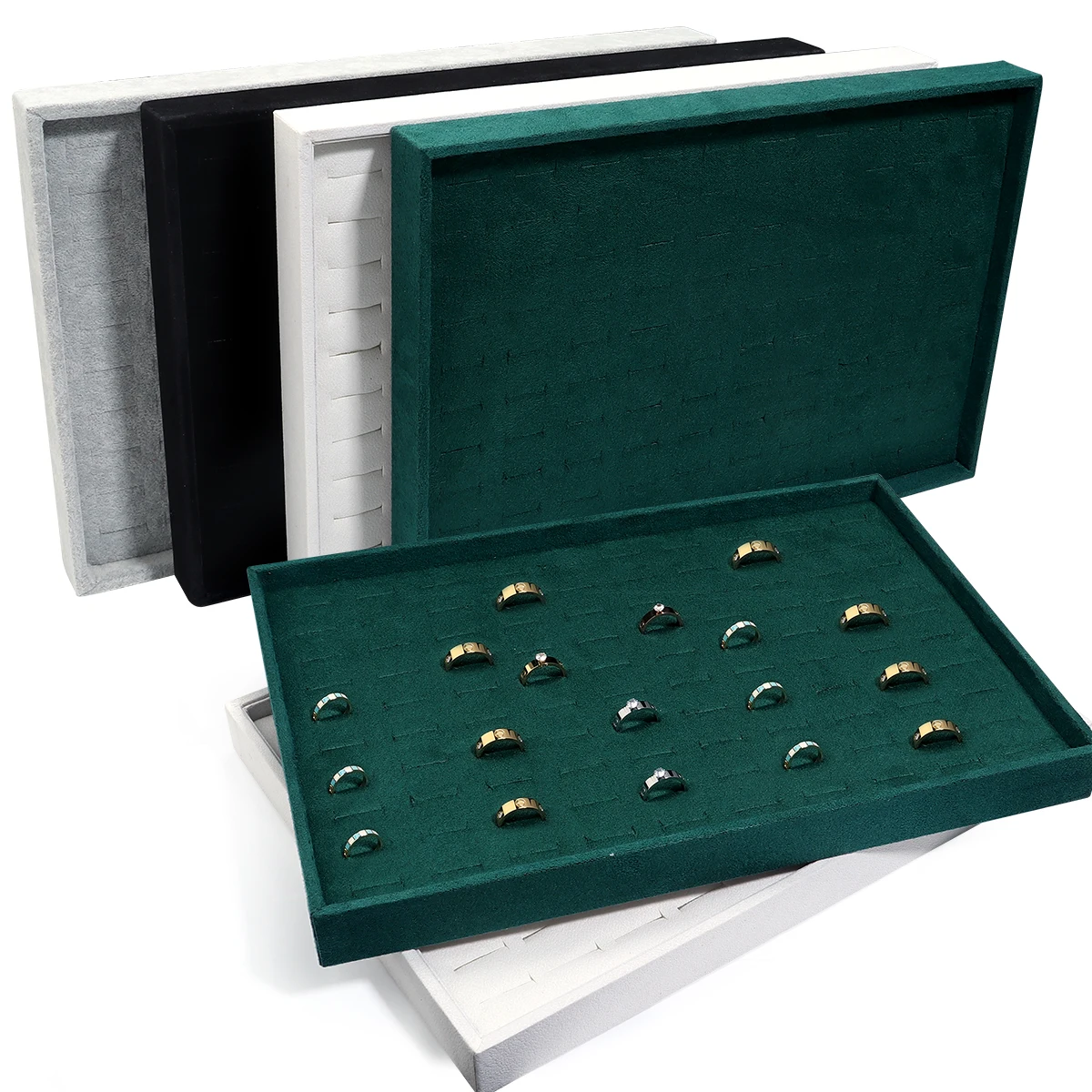 

1pc Jewelry Velvet Display Tray Stackable Jewellery Exhibition Box Counter Rings Earring Display Box Jewelry Case ﻿
