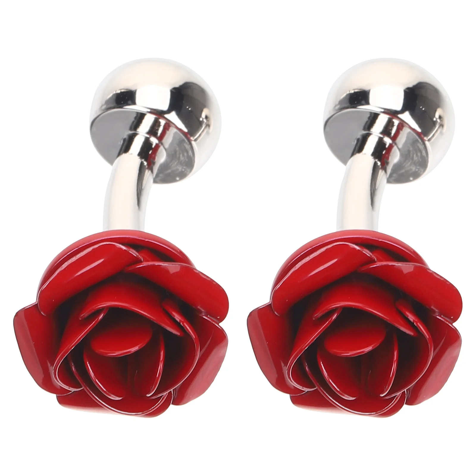 

2pcs Rose Cufflinks Smooth Lightweight Metal Flower Cuff Links For Men Women Suit Shirt Wedding Gift Suit Cufflinks For Men
