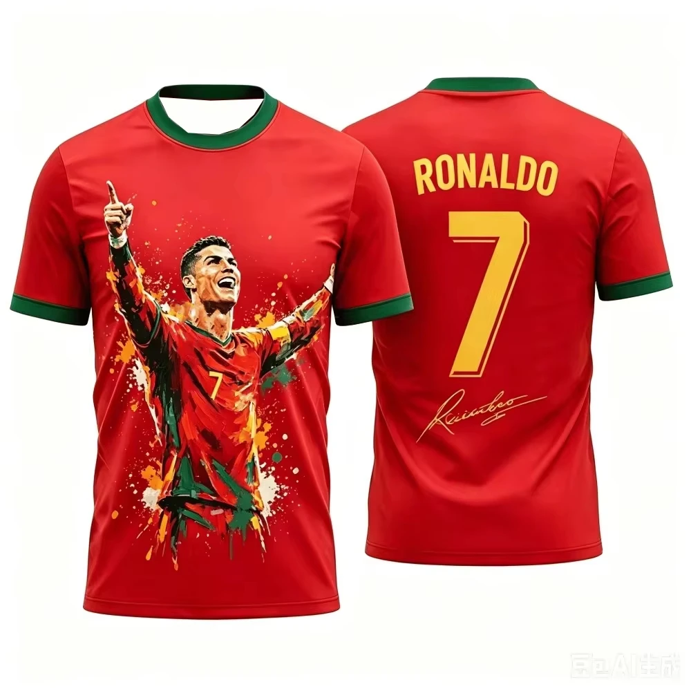 2026 New Cristiano Ronaldo Summer Fashionable Breathable Football Jersey Children's T-shirt, Suitable for Daily Outdoor Wear