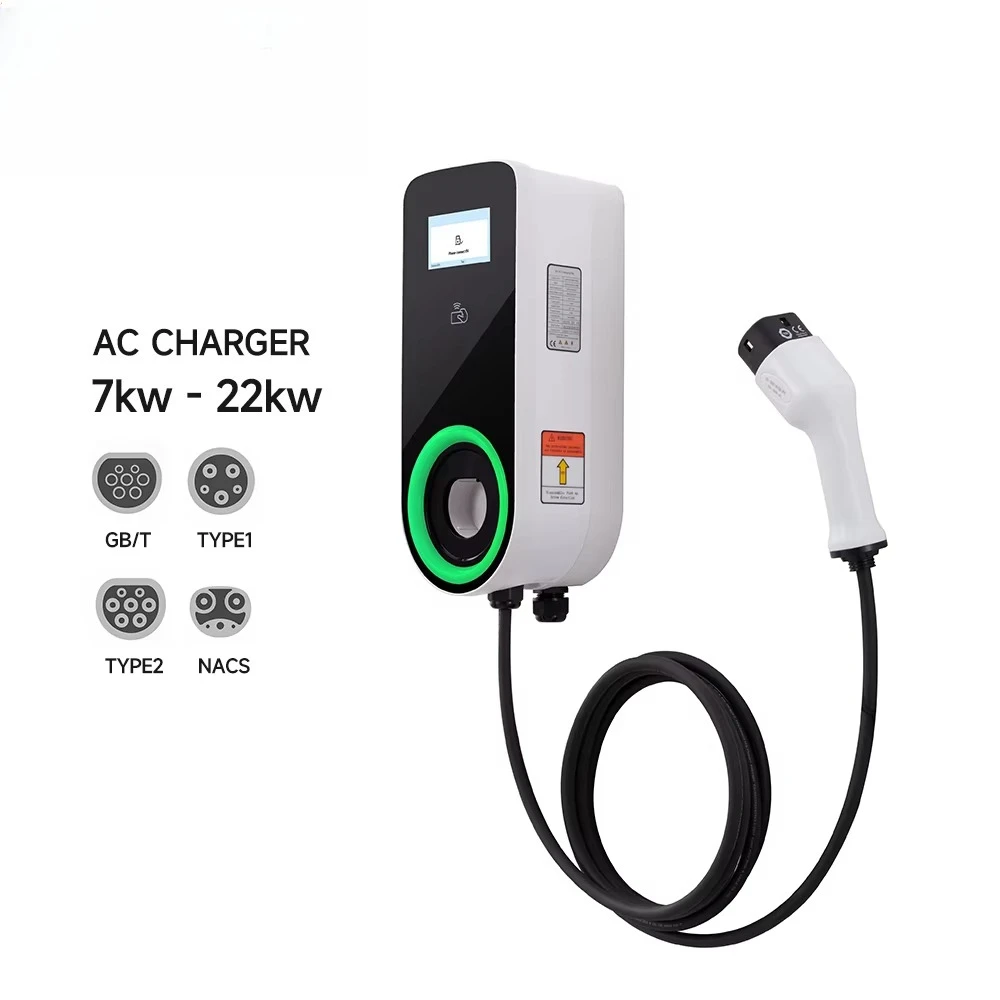 7kW 11kW 22kW Wall Mounted EV Charger 1.6 Type 2 Charging Station with 5m Cable