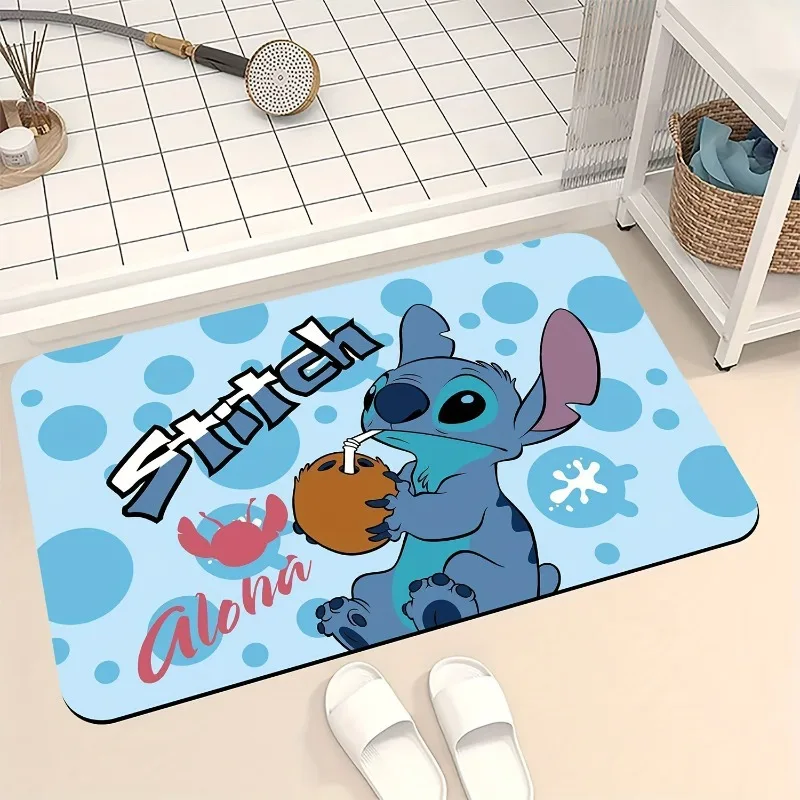 Stitch Floor Mat Diatom Mud Anti-slip Absorbent Soft Mat Bathroom Printed Floor Mat Kitchen Mat Toilet Carpet 40x60cm