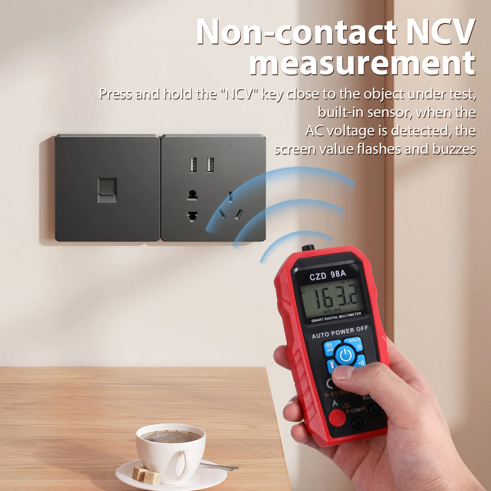 Lightweight Digital Multimeter Auto Ranging Large LCD Screen Flashlight Voltage Current Tester for Professionals and Enthusiasts