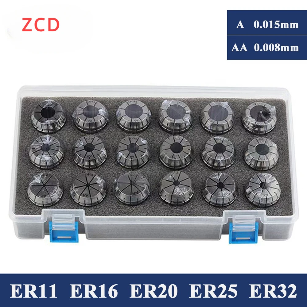 

ZCD ER11 ER16 ER20 ER25 ER32 ER40 Collet Chuck Spring Collet Chuck Set Suit A AA Grade for CNC Milling Tool Holder ER