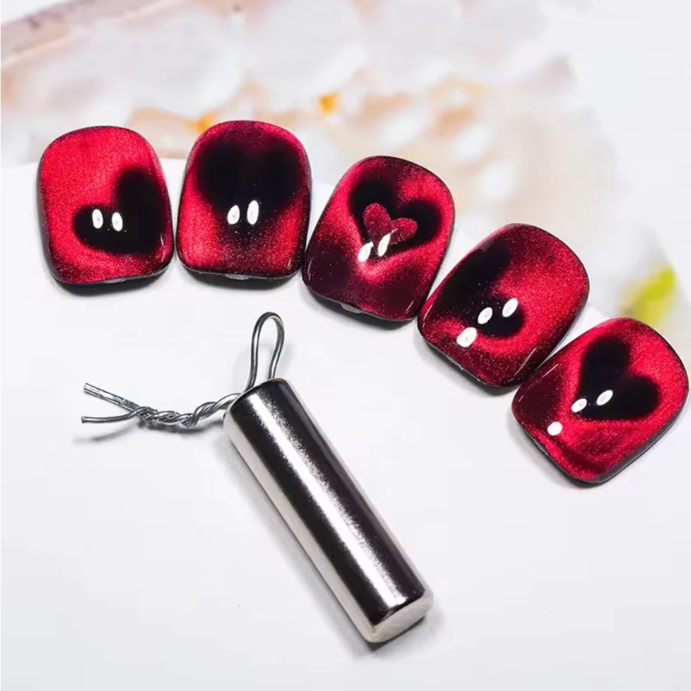 Cat Eye Heart Magnet for Nails 5 Wires with Cylindrical Magnet Cat Eye Tool for Heart Cat Eye Nail Art Salon or Home