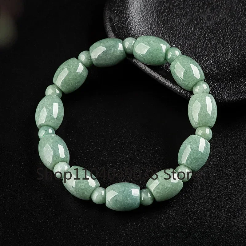 

Burmese Jade Bead Bracelets Jewelry Natural Gift Bangle Real Carved Women Vintage Charm Green Talismans Emerald Amulet Jadeite