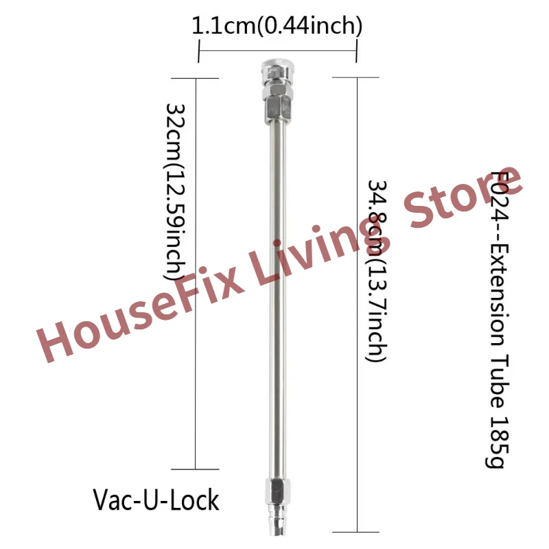 35cm Quick Connector Extension Rod, Vac-u-Lock System Compatible Device Adapter for Reciprocating Machine Attachments