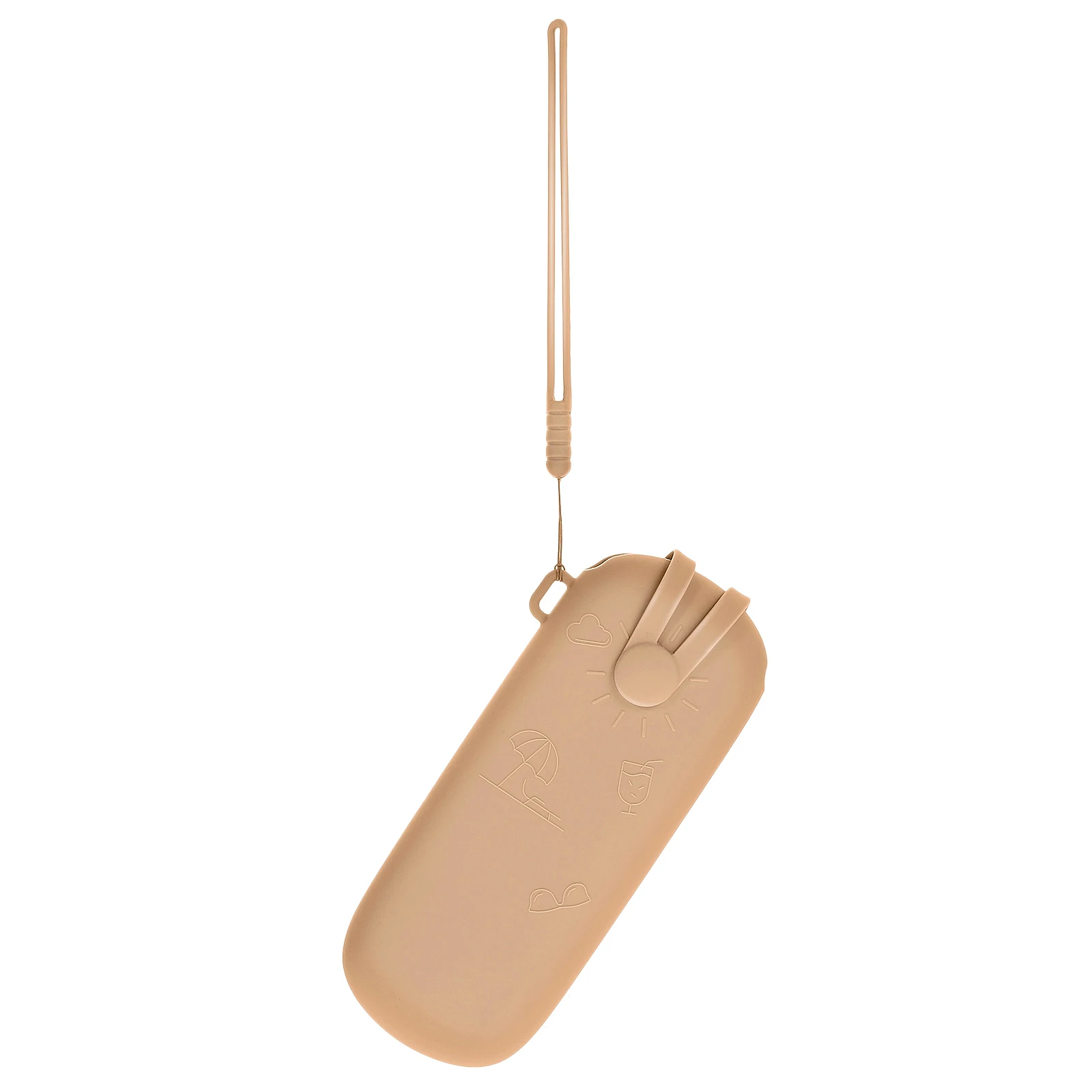 

Silicone Makeup Bag Coffee Color Portable Travel Eyeglass Holder Lightweight Pouch Women Cosmetics Storage Case