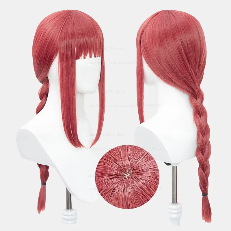 High Quality Anime Chainsaw Man Makima Cosplay Wig Long Rose Red Heat Resistant Synthetic Hair Halloween Role Play Wigs + WigCap