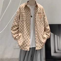 Spring Autumn New Fashion Turn-down Collar Long Sleeve Plaid Blouse Men's Clothing Button Loose All-match Simplicity Trend Shirt