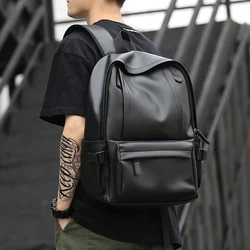 Zaino in pelle per uomo, zaino per Laptop da 14 pollici, zaino da viaggio con porta USB, zaino da lavoro in pelle resistente all'acqua