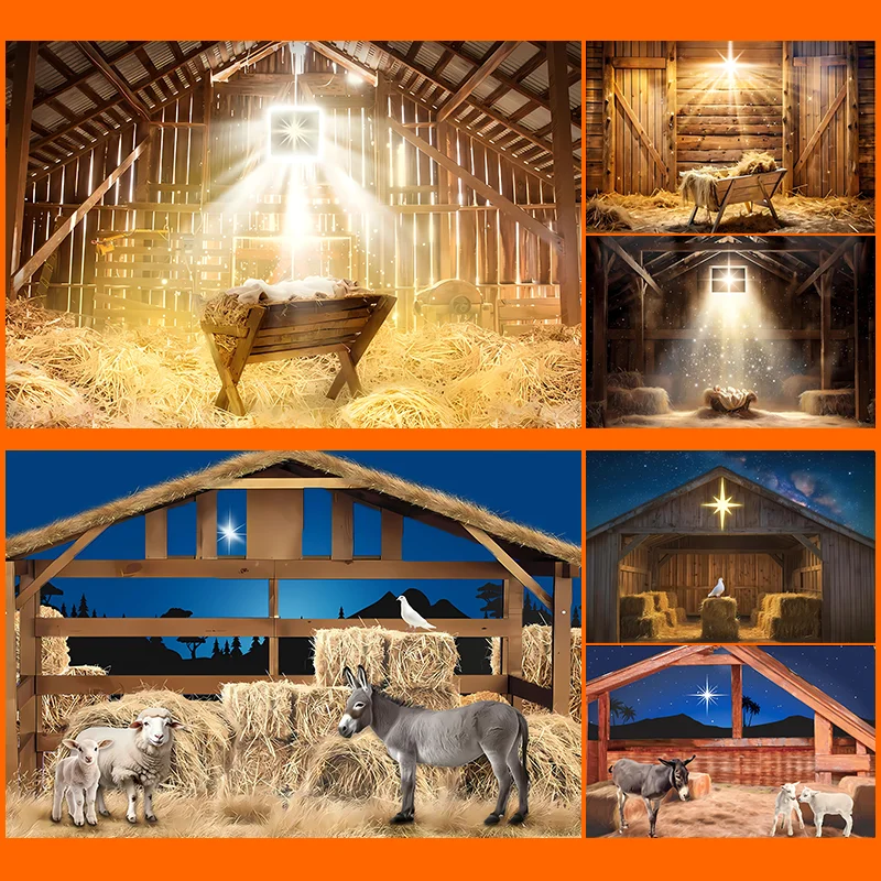 Dewprint عيد الميلاد مدير المشهد زينة خلفية ولادة يسوع المهد الأسرة المقدسة خلفية الحظيرة دعائم مسيحية مستقرة #1