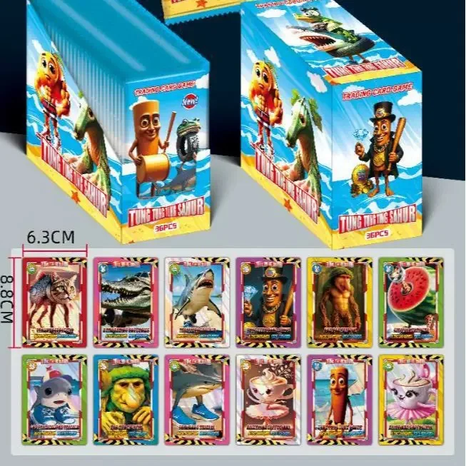 Tungtungtung Sahur Blindbox Cards Random 1 Box Brainrot Italian Cards Battle Board Game Toys Brr Patapim Tralalelo Tralala Shark view 5