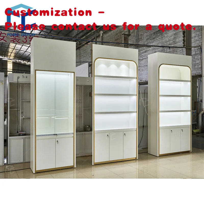 

custom.Custom Jewelry Showcase Modern White Color Necklace and Jewellery Shop Illuminated Multi Layer Display Wall