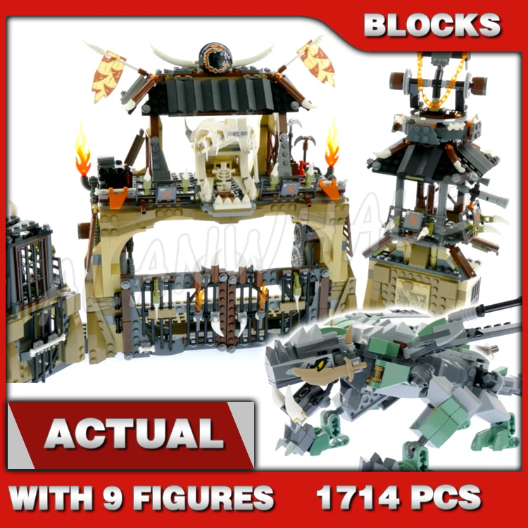 

1714pcs Shinobi Dragon Pit Modular Base Watchtower Gate-opening Function Jail 10722 Building Block Toys Compatible With Model