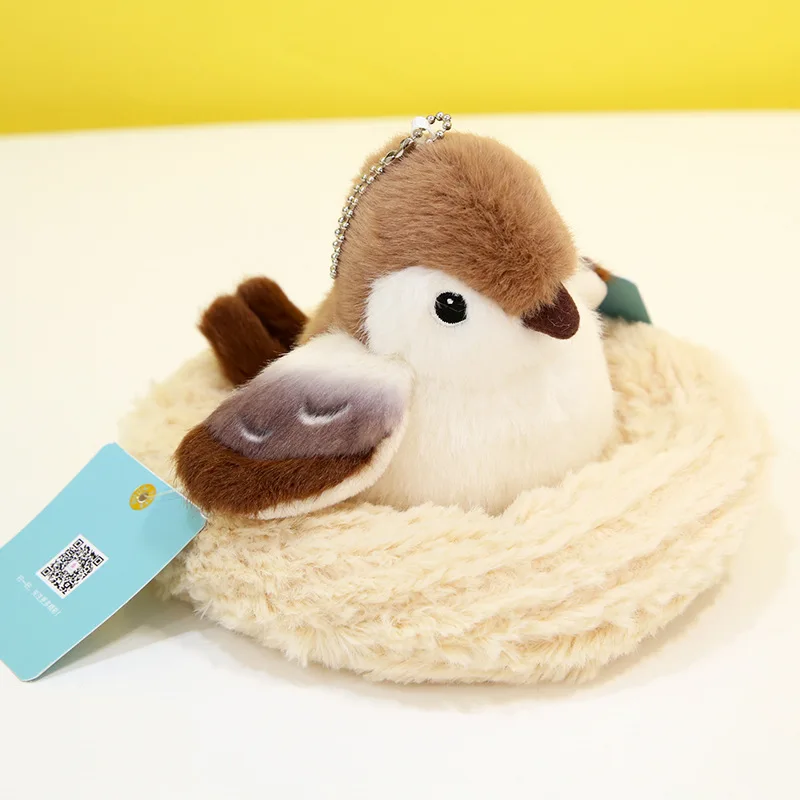 سلسلة مفاتيح بدلاية من القطيفة على شكل طيور كرتونية للفتيات ، ديكور غرفة كاواي ، بطريق ، ببغاء ، عش ، عش ، أنيمي ، هدايا أعياد لطيفة ، كاواي