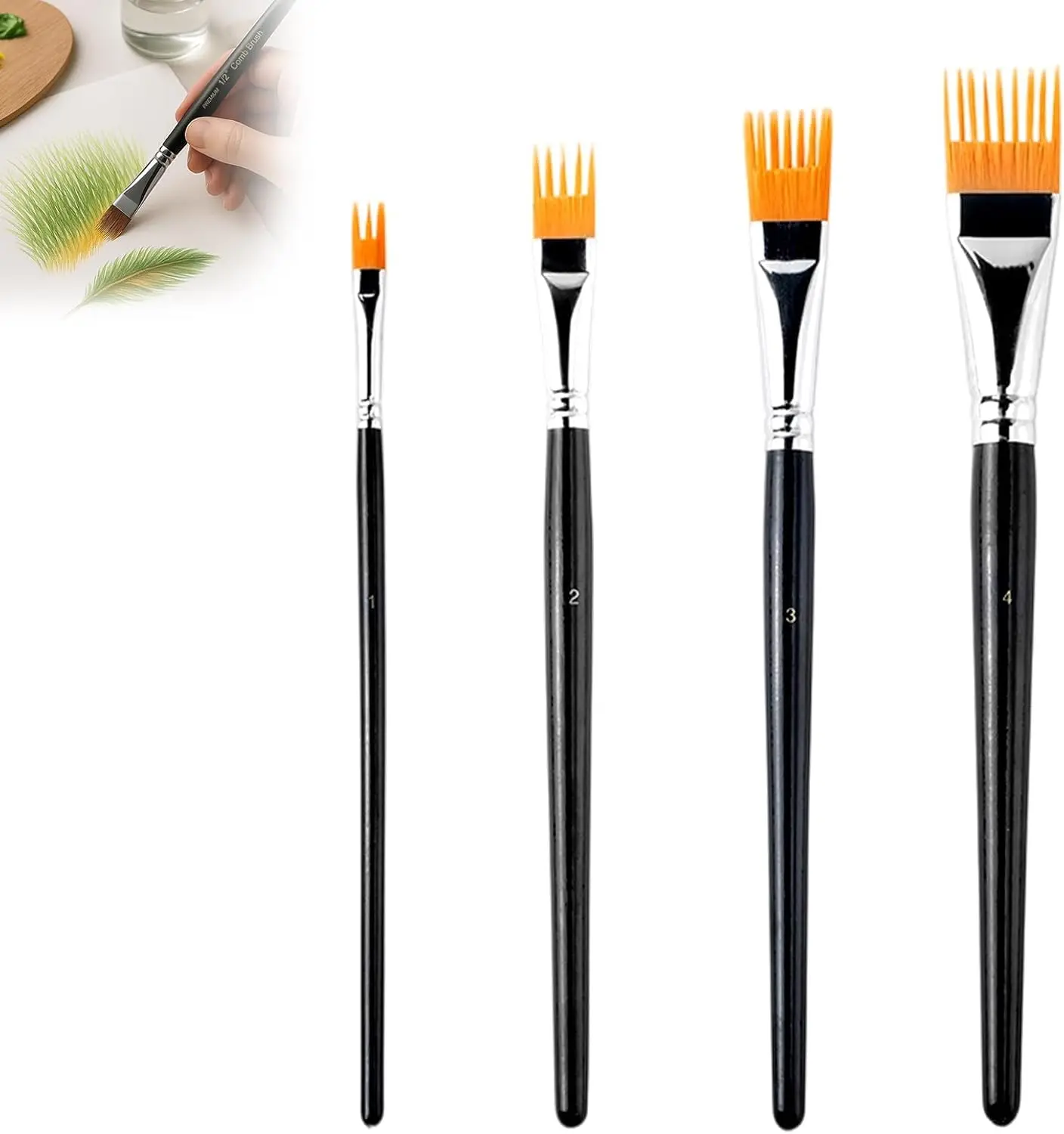 Juego de 12 Pinceles y peines Art Grainer, Juego Profesional de Pinceles y peines para Pintura acrlica, Pequeos de cerdas de N