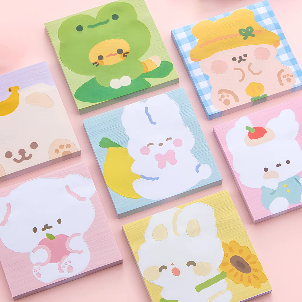 Vintage Cute Bear Sticky Notes Funny Kawaii Memo Pad Post Paper Notepad Girl Stationery Shopping Check List Planner Agenda To Do