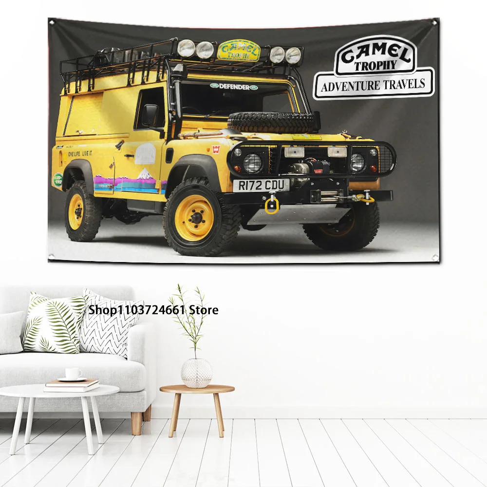 3x5 Ft Camel Trophy ADVENTURE TRAVEIS Flag Polyester Digital Printing Banner for Garage Wall Art Out Door Decoration