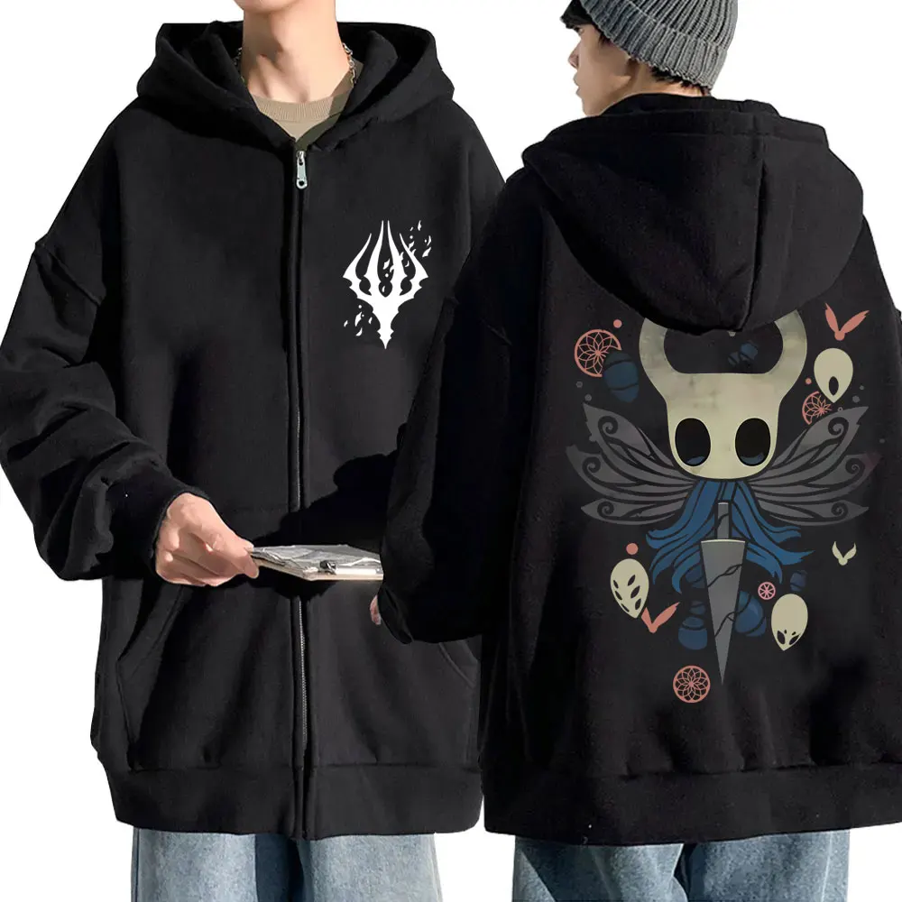 

Game Hollow Knight Graphic Zipper Hoodie Fans Gift Men Women Fashion Casual Oversized Zip Up Jacket Unisex Vintage Hoodies Coat