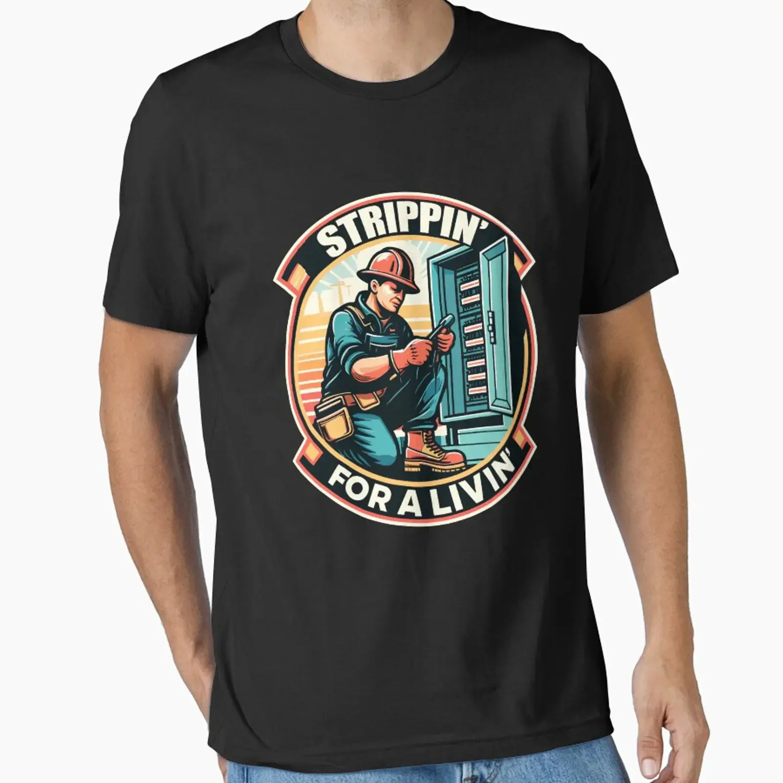 Stripping For A Living Powerline Electricians Electrical Essential T Shirt vintage Washed streetwear Comfortable Slightly