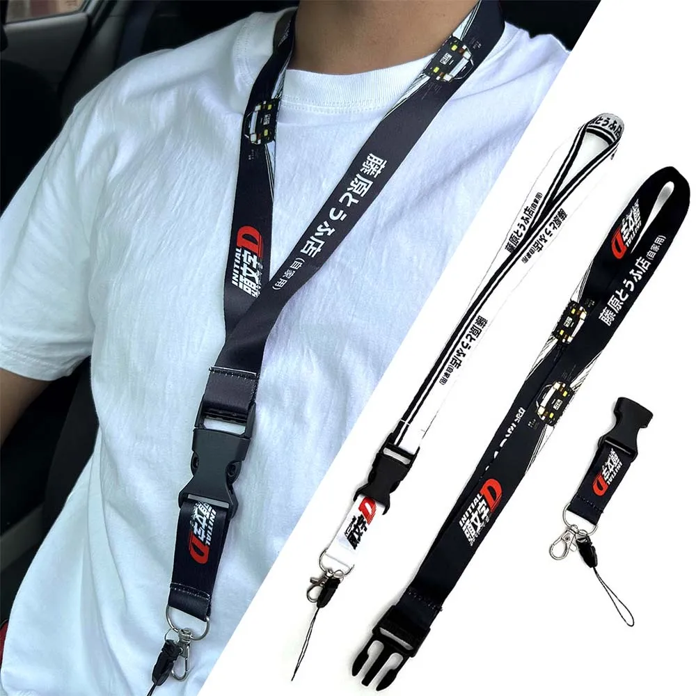 Japan Anime Initial D Neck Strap Lanyards Keyring Holder Work ID Hang Rope Lariat JDM Keychain Accessories