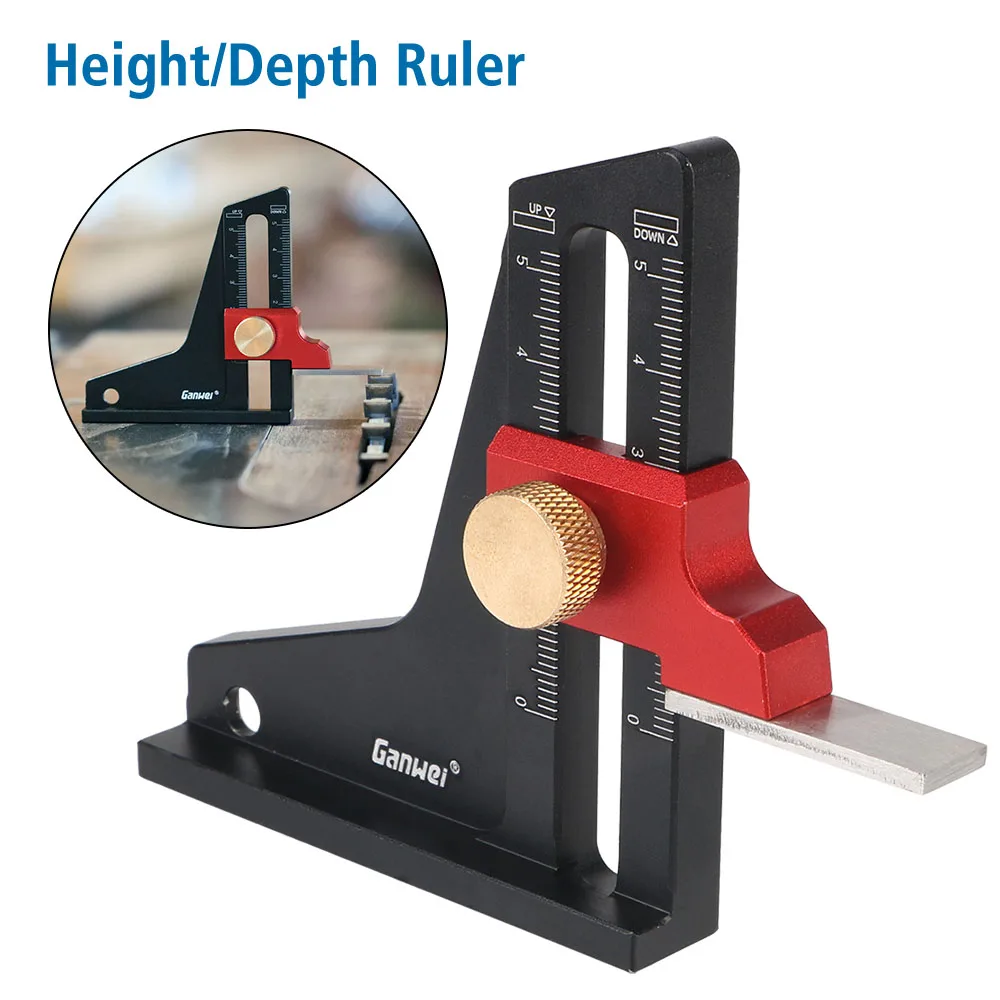 

Edge Trimming Device Hand Tools Dual Scale Adjustable 0-5cm Height Depth Test Gauge Woodworking Ruler Tablesaw Measurement Tools