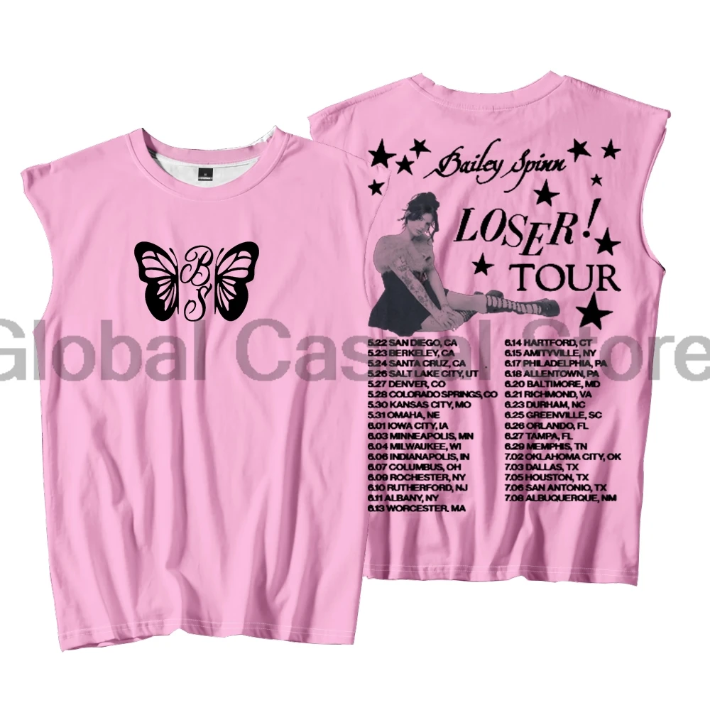 بيلي سبين لوزر تور 2025 تانك القمم للجنسين بلا أكمام الشارع الشهير سترة الرجال النساء ملابس رياضية في الهواء الطلق القمم