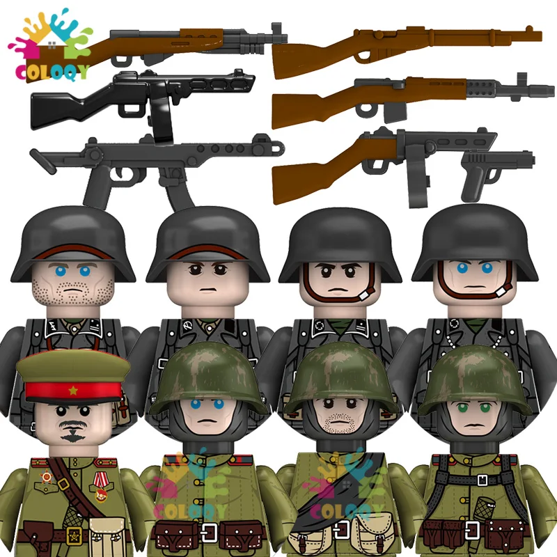 

New Kids Toys WW2 Military Army Building Blocks Soviet Germany Soldiers Mini Action Figures Medal Toys For Kids Christmas Gifts