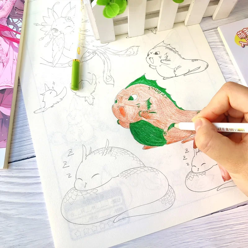 Cartoon Coloring Book Beginner Painting Technique Workbook Comic Manga Images Copy Practice Line Painting Art Book for Children