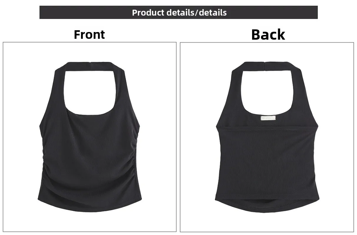 Top corto da ragazza piccante a vita alta estivo da donna con canotta con collo appeso