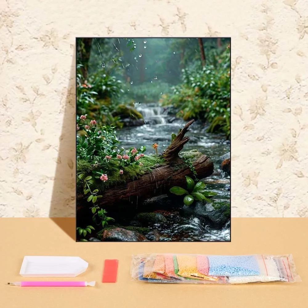 

Forest Mountain Spring Diamond Painting Kit 5D DIY Diamond Embroidery Cross Stitch Handmade Art Gift Crafts Home Decoration