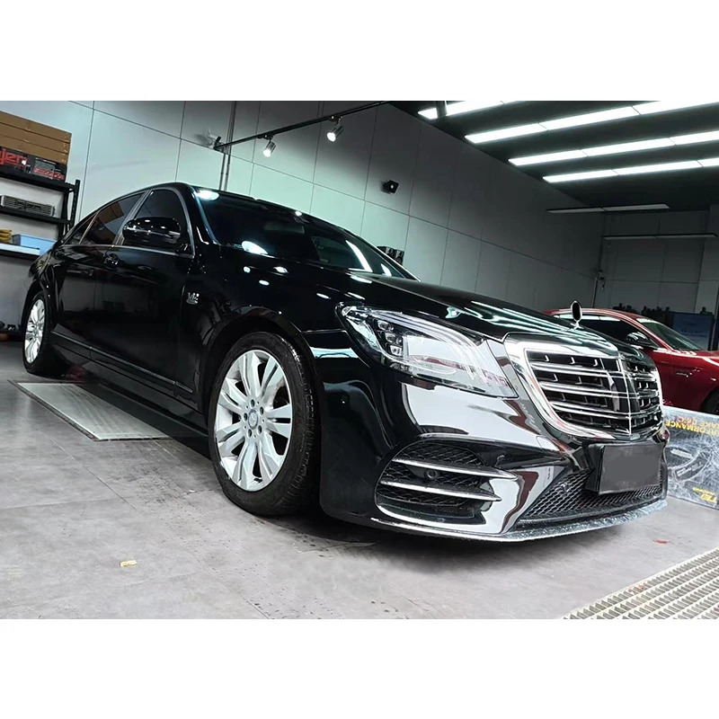 ترقية W221 2005-2013 إلى W222 S450 إصدار المصد الأمامي والمصد الخلفي طقم الجسم مناسب للفئة M-Bz S