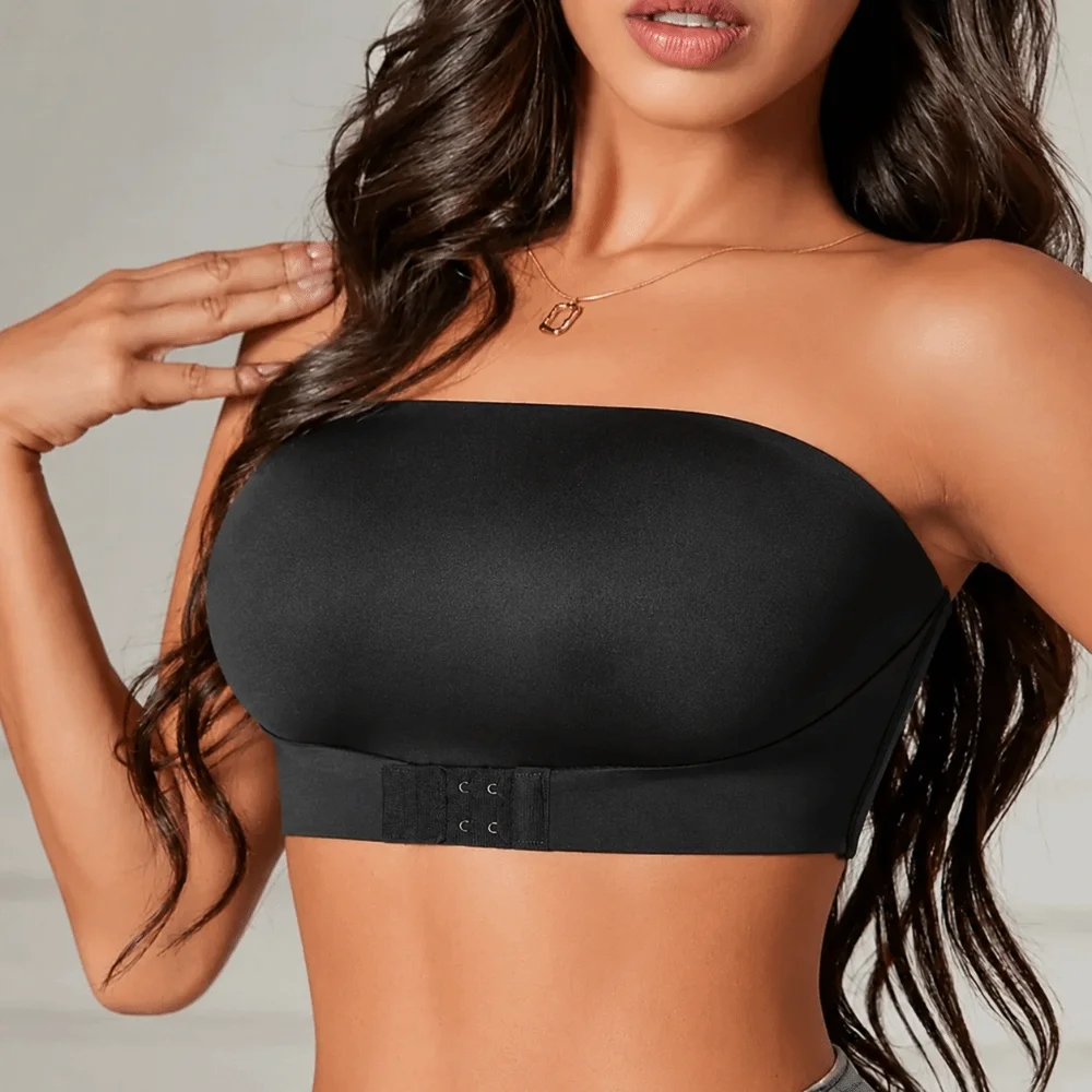 Anti-Slip Invisible Strapless Bra Push Up Removable Padded Seamless Bra Underwear Ice Silk Front Button Bra Comfortable