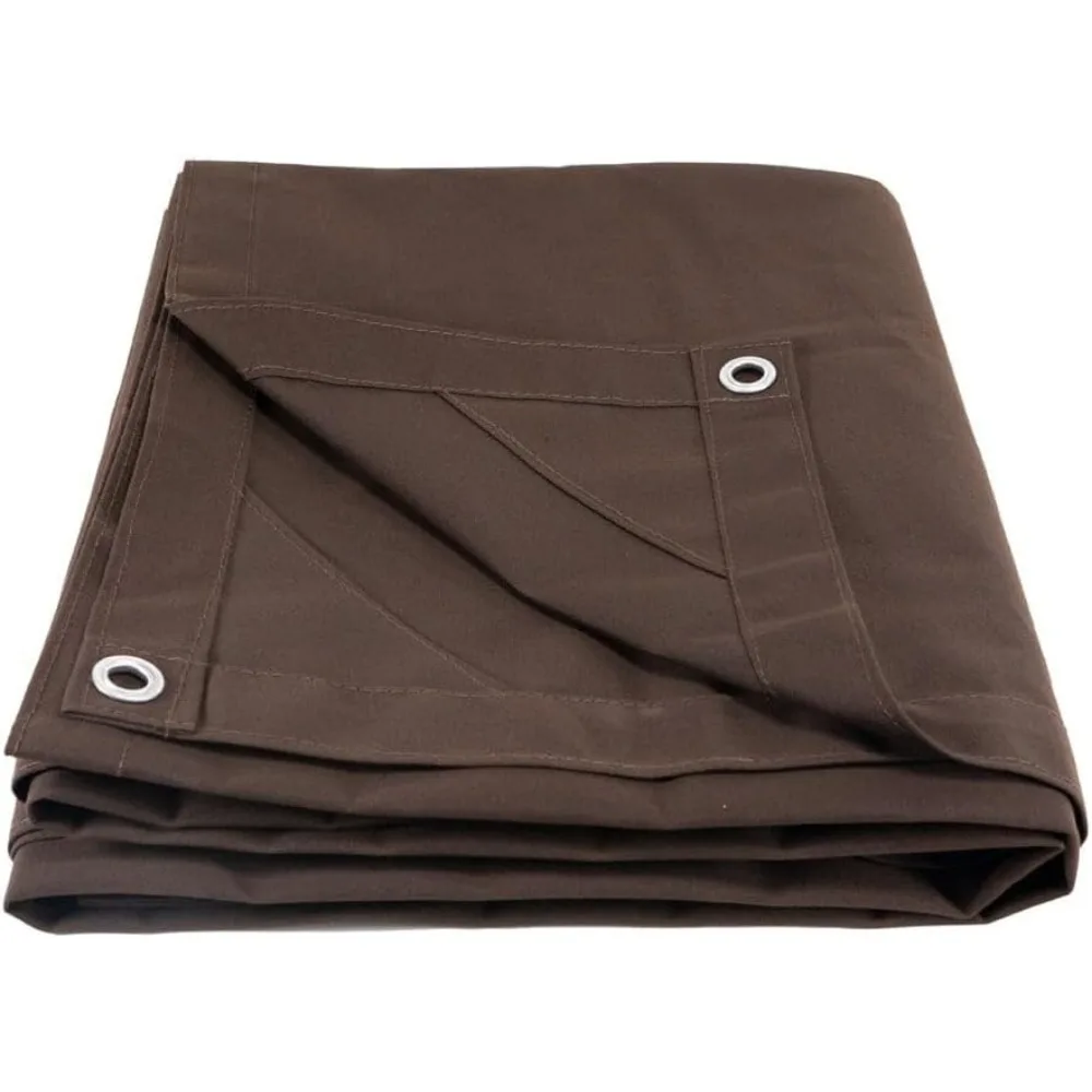 

20'x30' Dark Brown 12oz Canvas Tarp with Grommets - Water Resistant - Heavy Duty Canvas Tarps - Multipurpose Tarpaulin