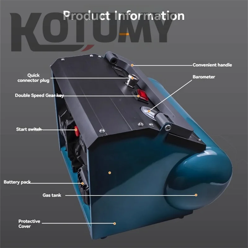 عالية الطاقة 8L فرش بطارية ليثيوم ضاغط الهواء المحمولة في الهواء الطلق ضاغط الهواء الصامت في الهواء الطلق مضخة هواء لاسلكية