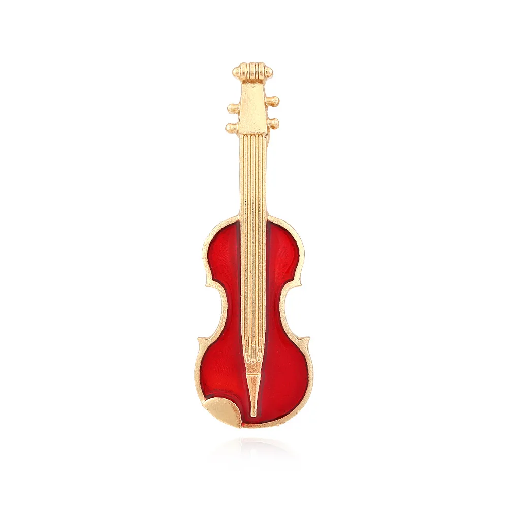 Korean version of fashionable and cute alloy dripping violin pin simple design musical instrument corsage brooch supply