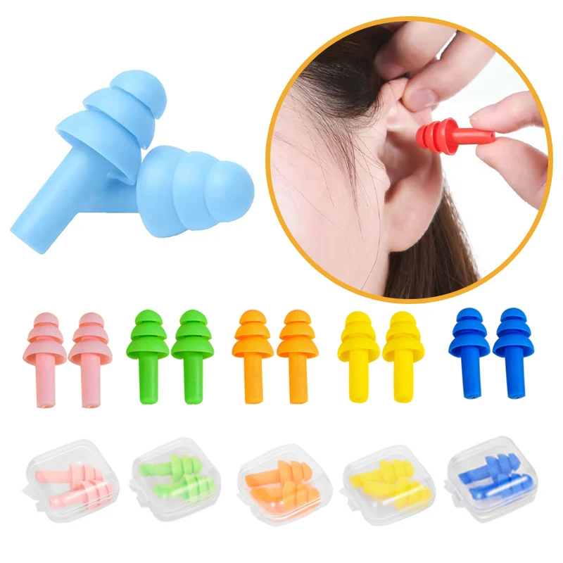 

5-10Pairs Silicone Earplugs Set Random Mixed Color Reusable Anti Noise Ear Plugs Diving Swimming Washable Ear Protector Prop ZYF