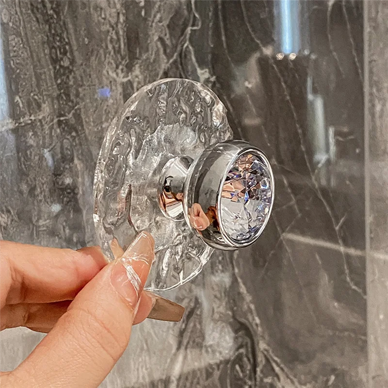 

5Pcs Acrylic Bathroom Crystal Transparent Hook Set Kit Wall Clothes Hanger Door Handle Towel Key Jewelry Storage Hook Set Kit