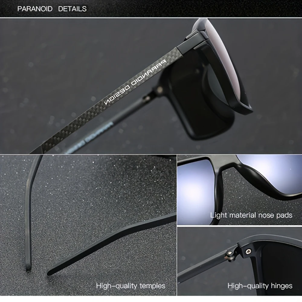 PARANOID Carbon Fiber Mirror Leg Polarized Sunglasses for Men Women 6 Colors Model 8001