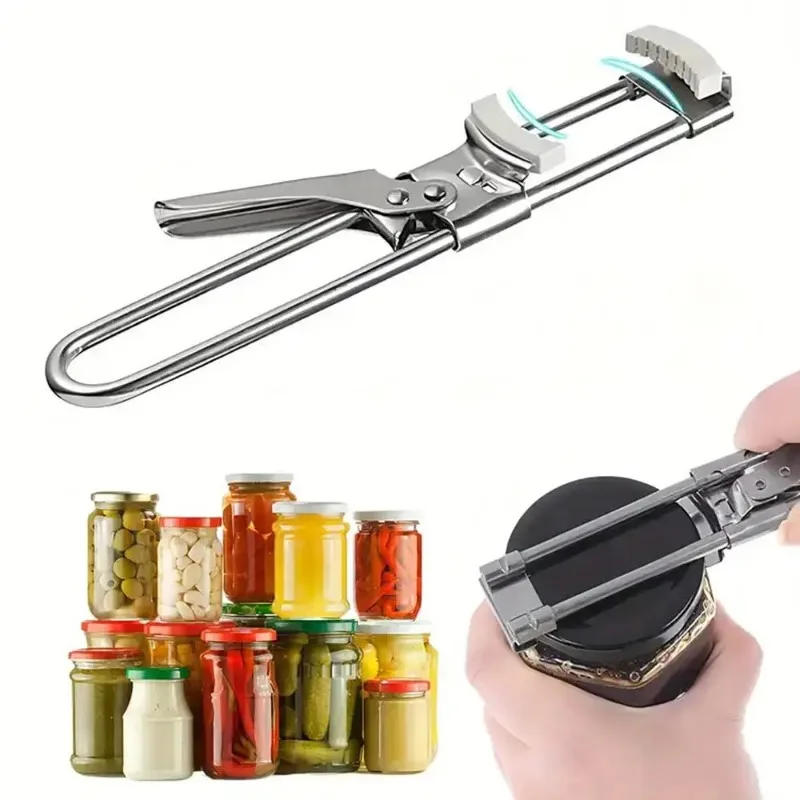 

Adjustable Stainless Steel Jar Opener - Easy Grip Kitchen Gadget for Opening Tight Lids - Perfect for Restaurants and Home Use