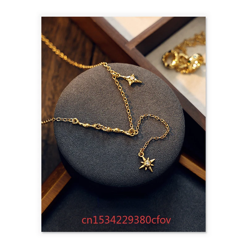 Ancient Methods Heritage Vietnamese Sand Gold Necklace Eight Pointed Star Pendant Charm Retro Fashion Accessories Ladies Gift