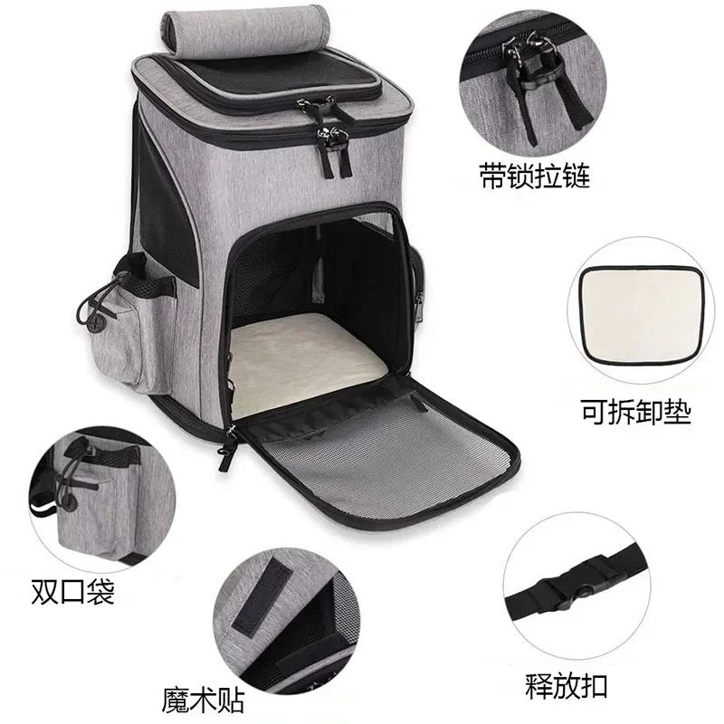 Pet Travel Trolley Bag Draw Bar Pet Stroller Travel Carrier Cat Backpack Cage Adjustable Detachable Expandable Carrying Backpack