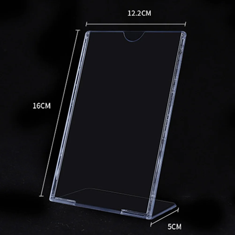 

6Pcs L Shape Slanted Acrylic Sign Holders Display Stand High Clear for Desktop Menus Photos Paper Ads Supermarket Shop Use