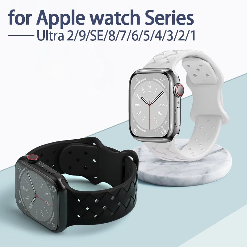 

Silicone Strap For Apple Watch Band 44mm 40mm 45mm 41mm 49mm 42mm 38mm Sports bracelet iwatch Series ultra 2 9 8 7 6 5 4 se 3