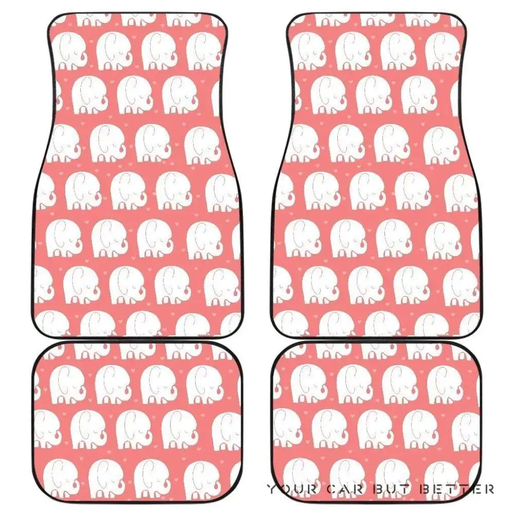 Cute Elephant Chibi Funny In Pink Theme Car Floor Mats 173218