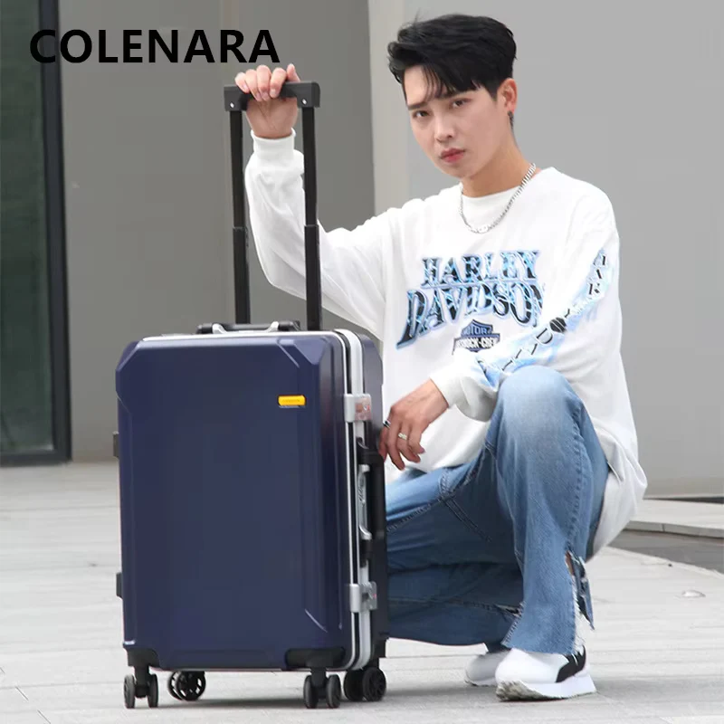 COLENARA Cabin Suitcase Men's Business Boarding Box Women's Aluminum Frame Trolley Case 20